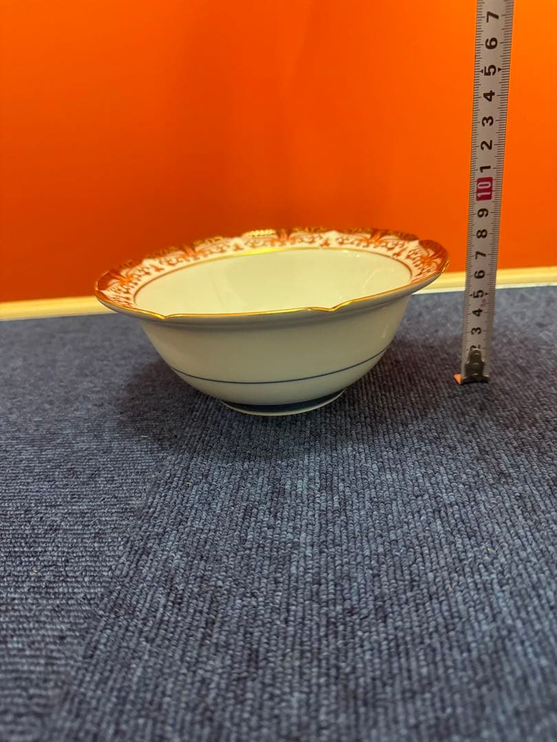 1721  其泉窯 赤濃 金彩 唐草　深鉢