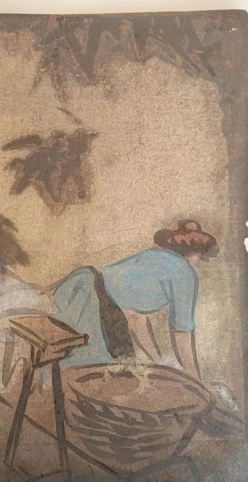 模写石井柏亭の（1882～1958)肉筆色紙絵（描かれてます)作品年月日不明