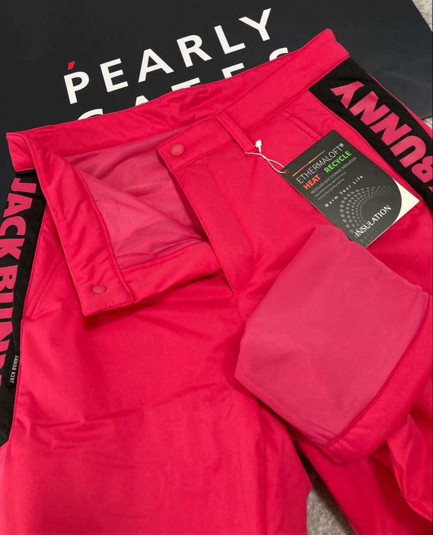 新品 パーリーゲイツ ジャックバニー PEスムース 中綿パンツ(4)M/ピンク