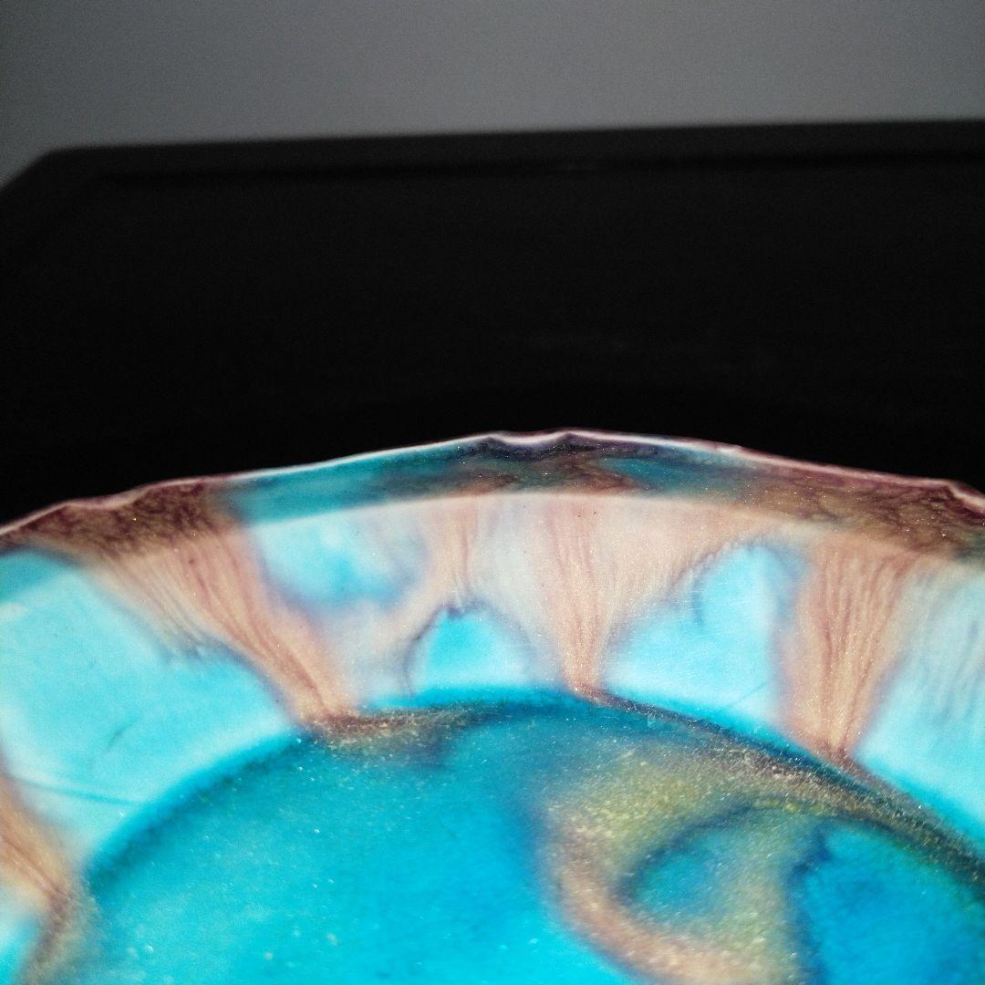 NO605 三楽園製　二彩小皿　御庭焼