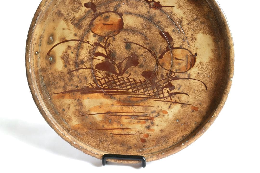 行灯皿　瀬戸焼　古瀬戸　鉄絵　時代物　飾り皿　民家蔵出し