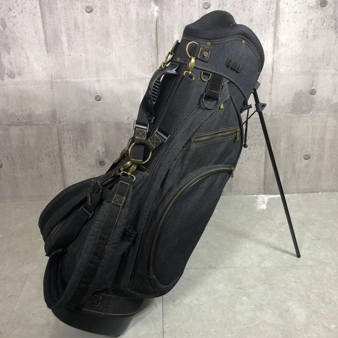 19golf　キャディバッグ　メンズゴルフ　デニム生地　スタンド式　4点固定