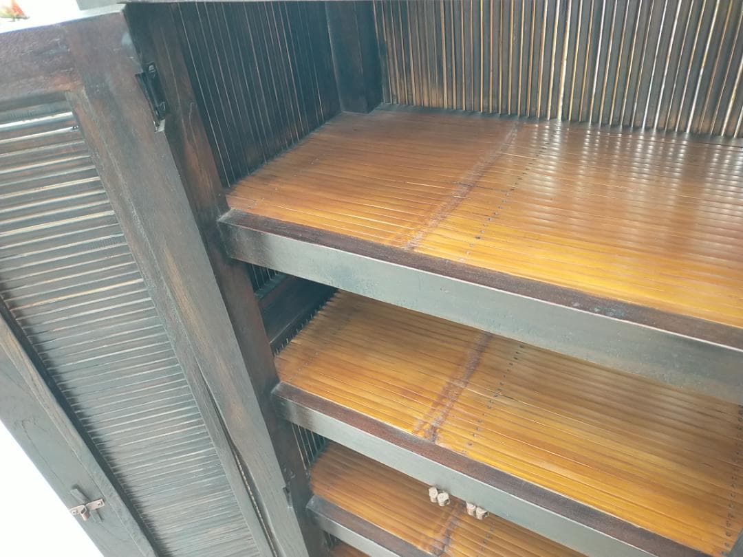 (配送/設置込み) チーク材☆バンブーキャビネット☆南国リゾート☆竹家具☆無垢材