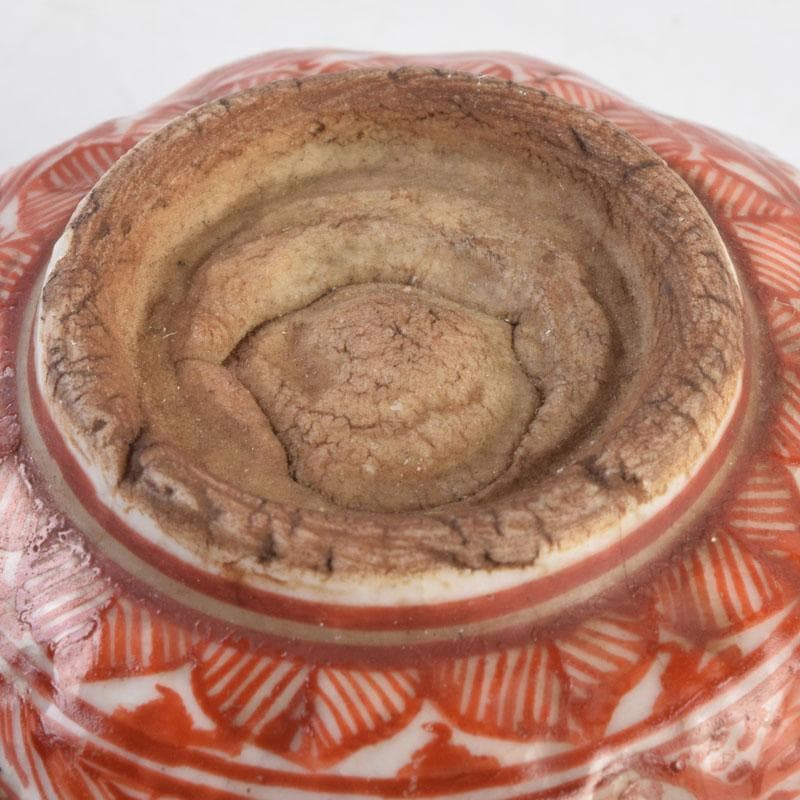 九谷焼　古九谷　赤絵　花人物文　盃　ぐい呑　N　9175