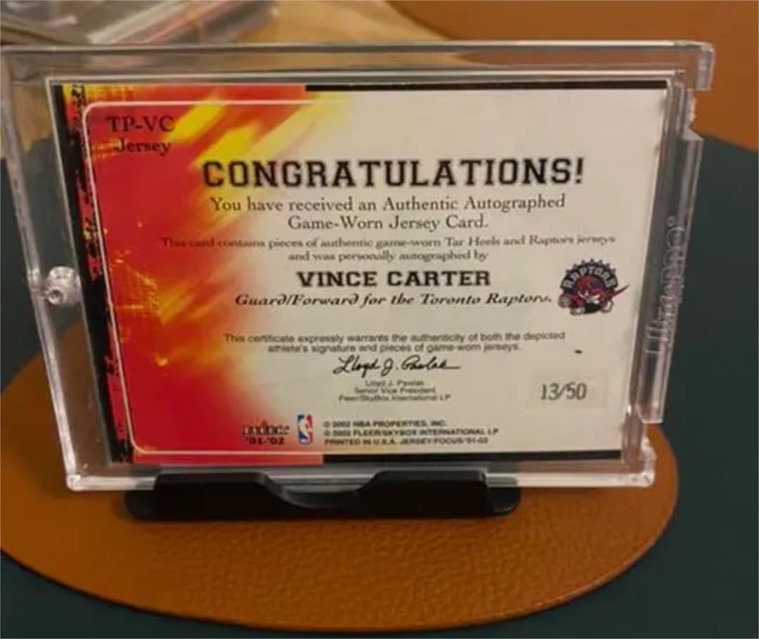 NBA ビンス・カーター　直筆サイン入り実使用ジャージーカード　世界50枚限定
