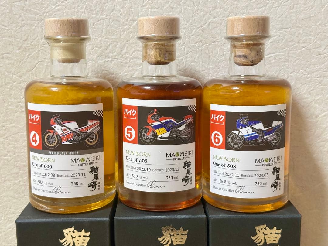 台湾貓尾崎蒸溜所x重機老野郎 限定バイクラベル ミニボトル原酒6本セット