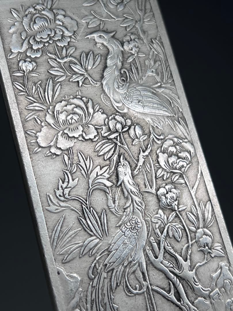 中国美術　4枚セット　文鎮　金属工芸　浮彫　刻印あり　厚重　コレクション