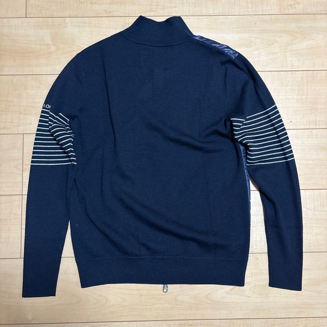 MARK & LONA ニット切替 ジップブルゾン S ネイビー ウール混