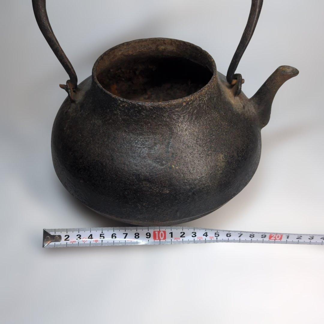 骨董　鉄瓶　茶道具　袋弦　 銀象嵌 侘び寂び　銀直し　古玩