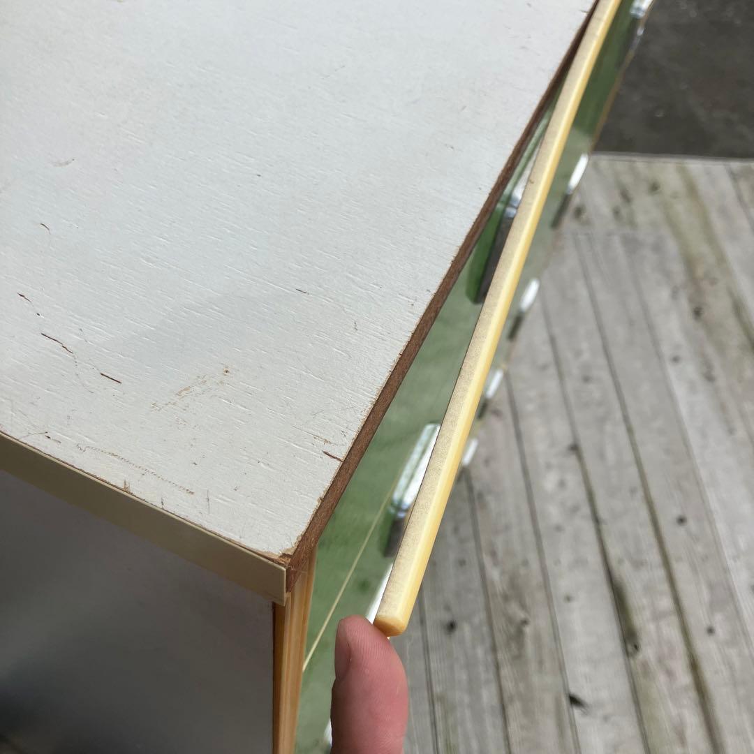 昭和レトロ 薔薇柄 花柄 木製チェスト 6段7杯 タンス 古家具 ビンテージ 緑