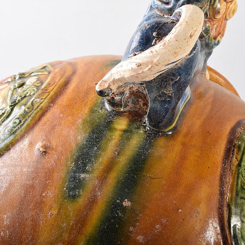 中国　唐三彩　獅子取手　獅子口　執壷　水注　V　R8340B