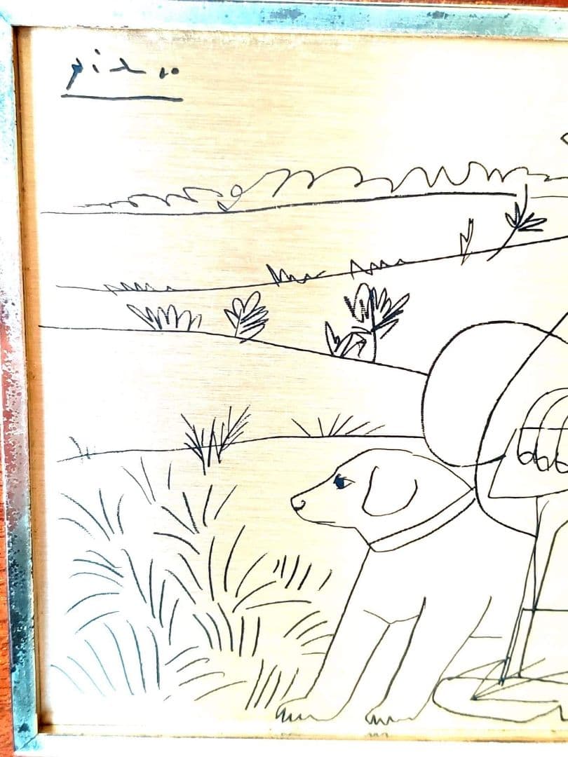 安心の本物保証。PABLOPICASSO作「狩人」ピカソ、純銀製、相続人承諾書