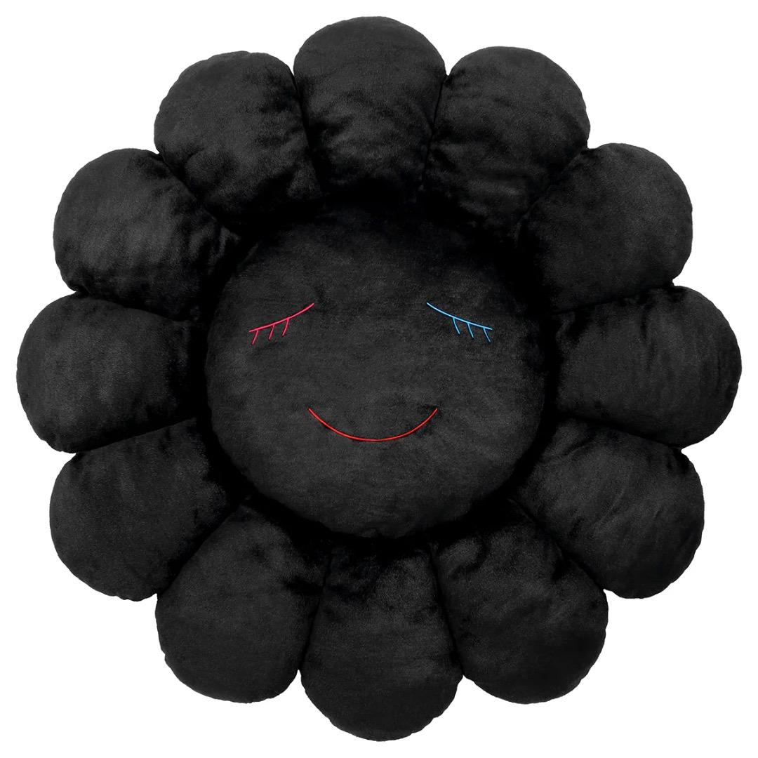 年始セール❗️カイカイキキ『村上隆』お花クッション / ブラックx青 (30cm)