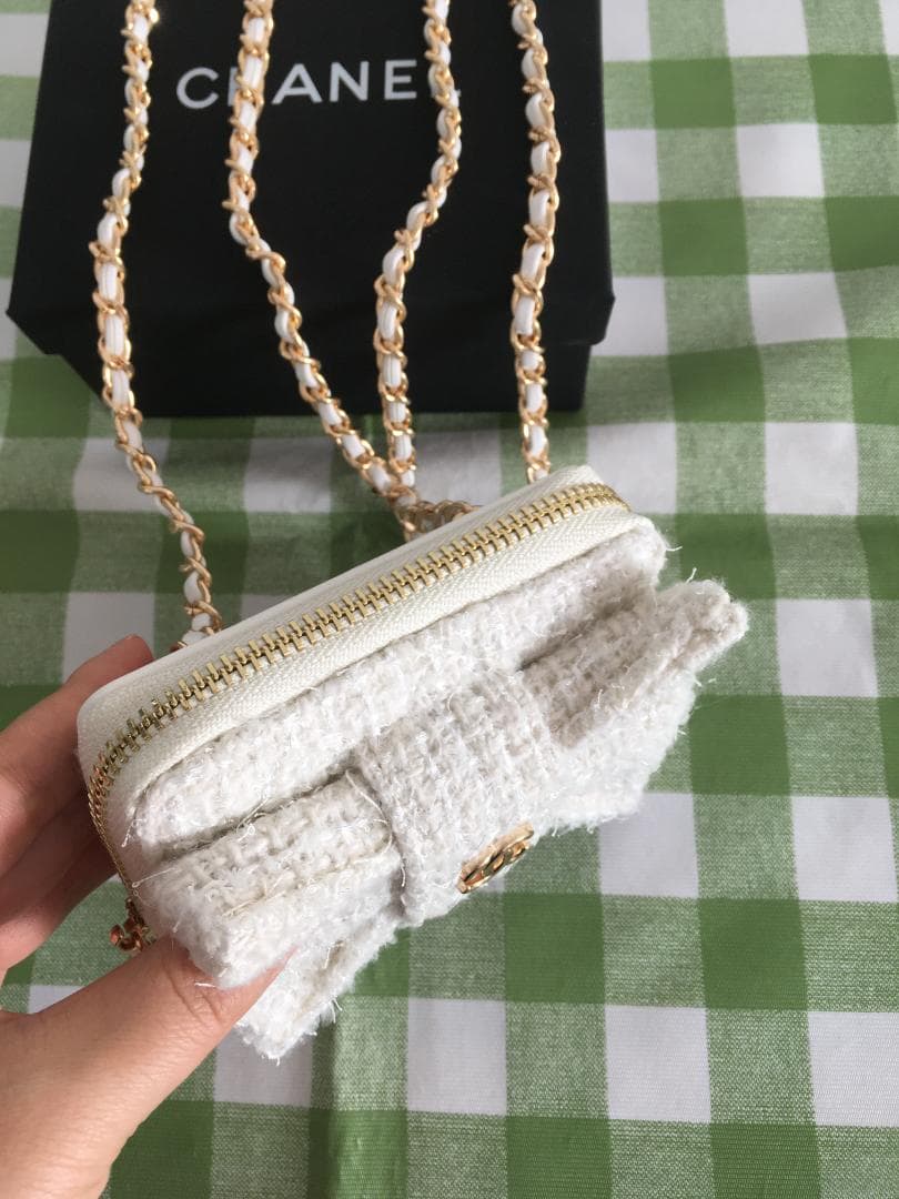 箱付き/白/ツイード ミニバッグ ミニウォレット