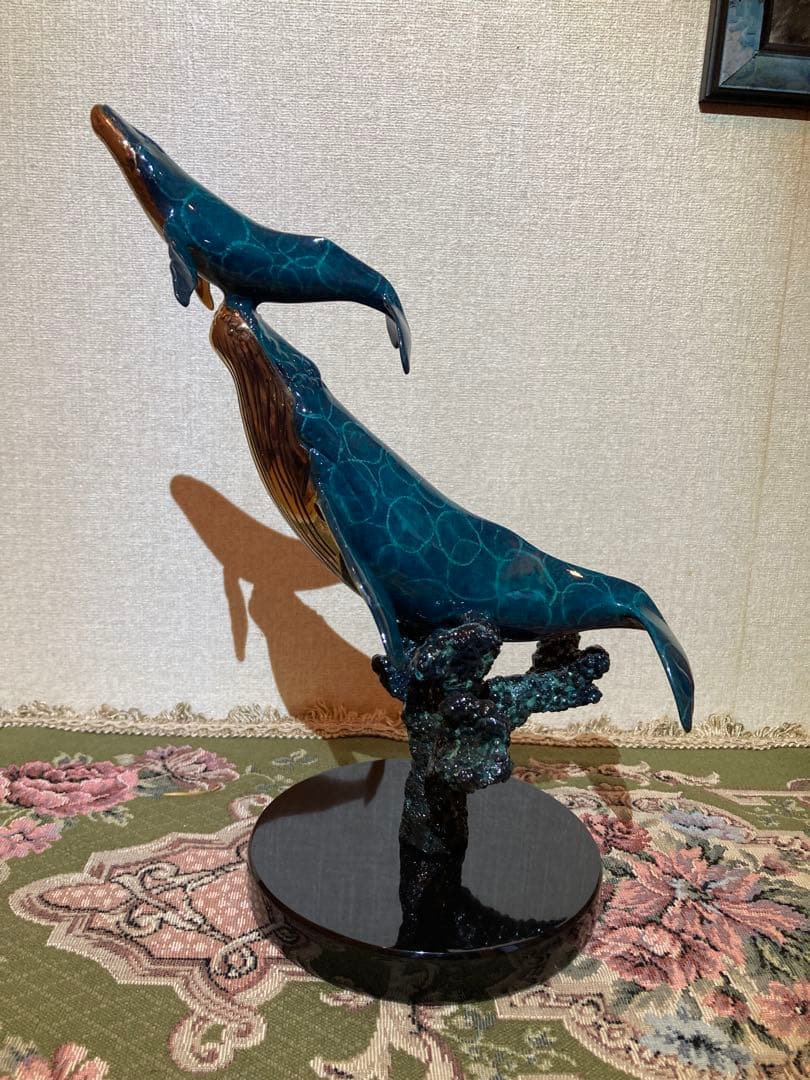 【美品・作品保証書有り】クリスチャン・リース・ラッセン　クジラの彫刻