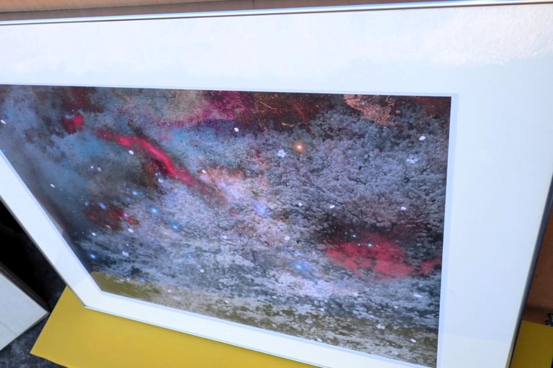 抽象画 宇宙風 桜モチーフ アート作品 アルフレーム NS-03 額縁付き 大型