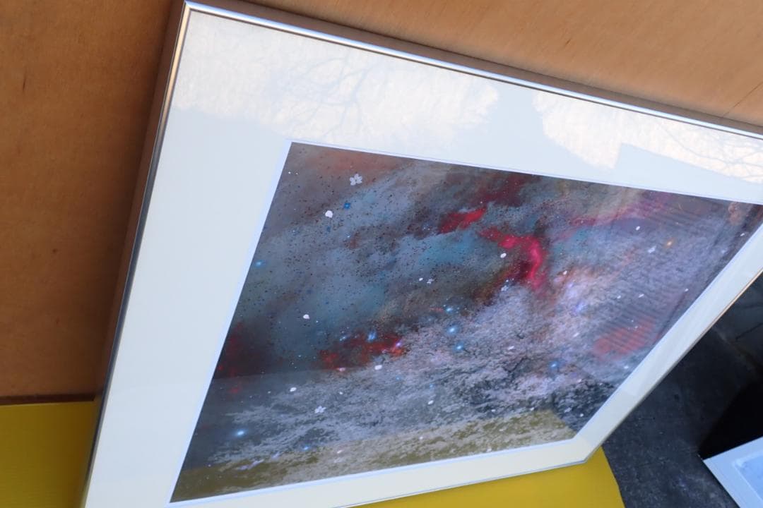 抽象画 宇宙風 桜モチーフ アート作品 アルフレーム NS-03 額縁付き 大型