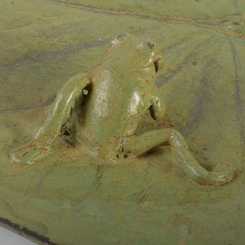 中国　銅製　蓮葉に蛙　香立　香皿　在銘　2点まとめて　N　6495