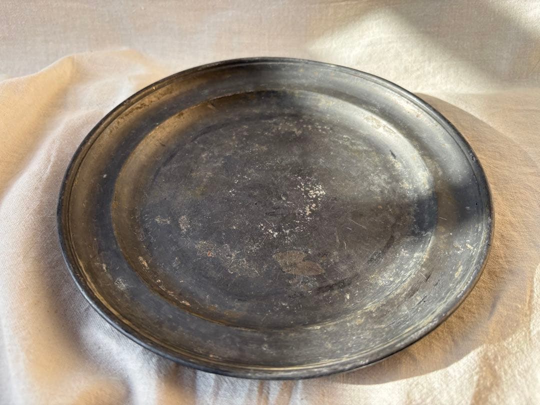 フランスアンティーク　ピューター　皿　丸皿　エタン製