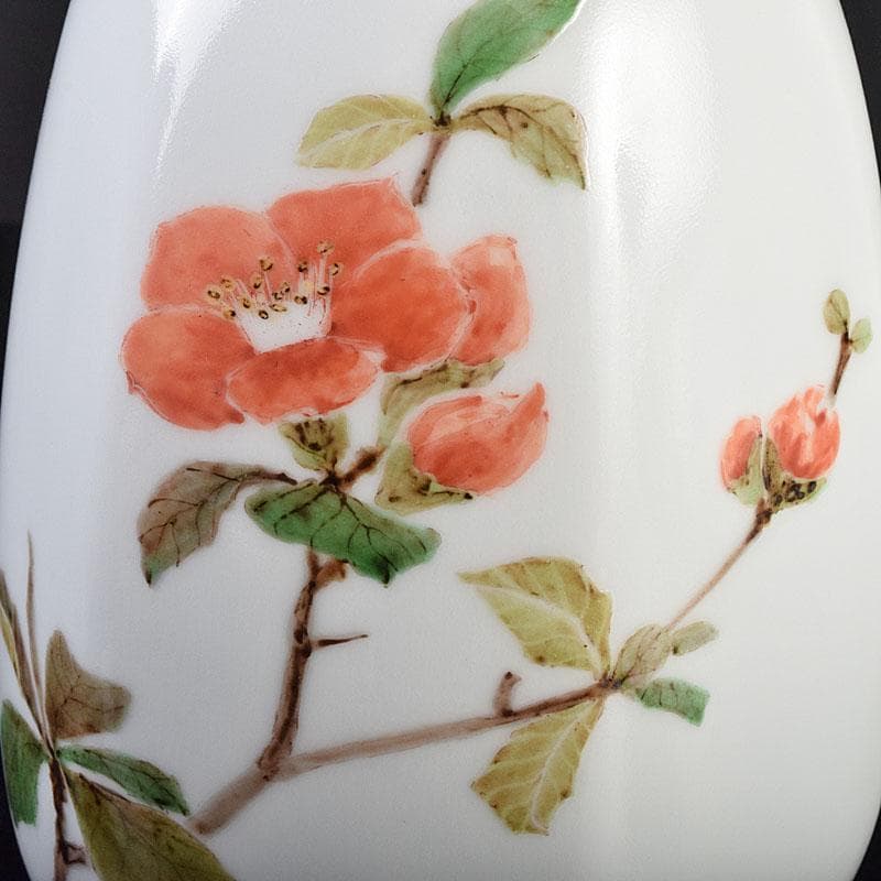 広瀬義之作　色絵　ぼけ之図　面取り壷　共布共箱　V　R9186B