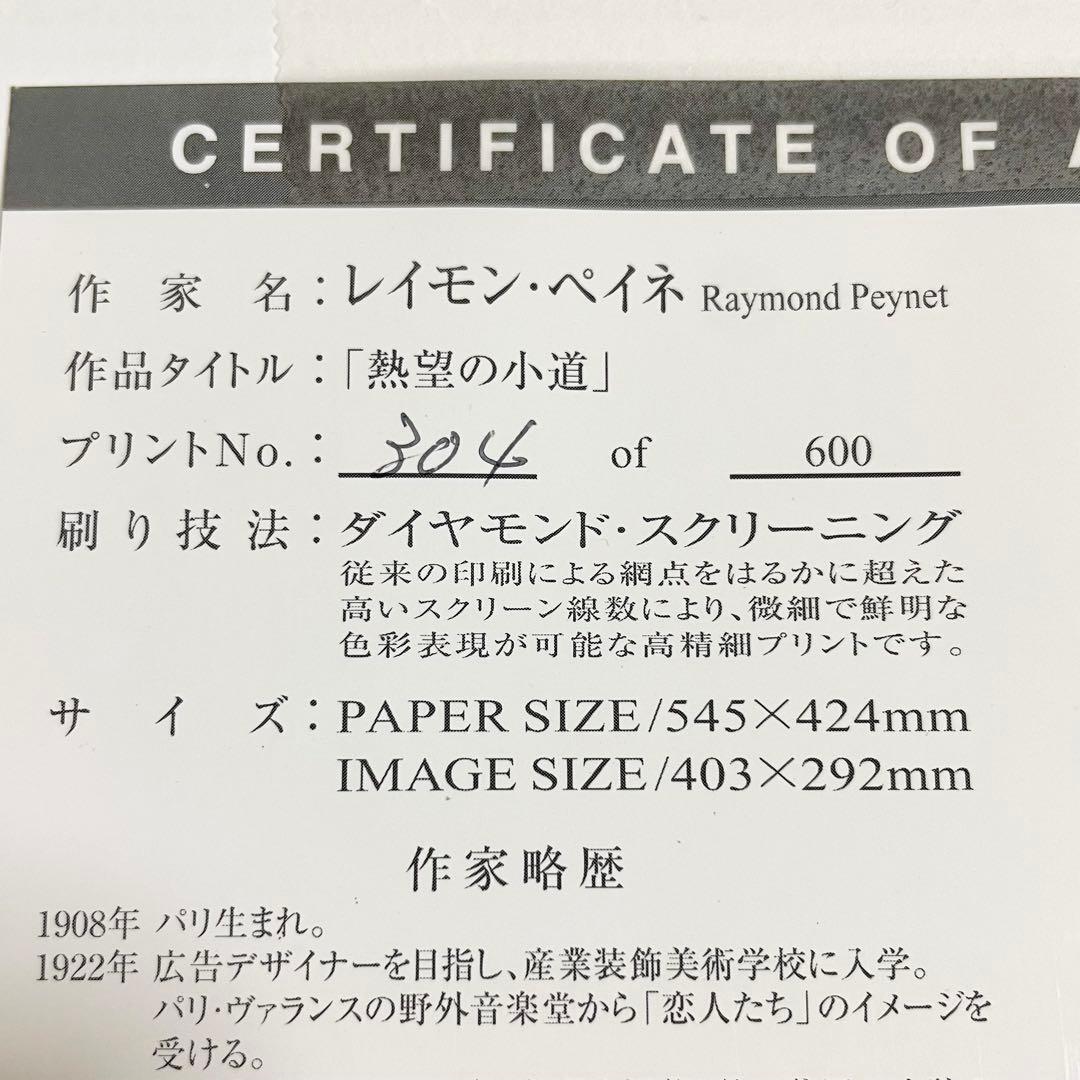 レイモンペイネ「熱望の小道」ダイヤモンド・スクリーニング 額装 304/600