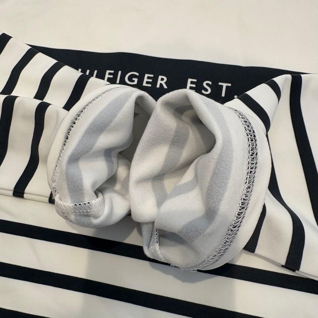 トミーヒルフィガーゴルフ モックネック 長袖シャツ ボーダー 裏微起毛 Lサイズ