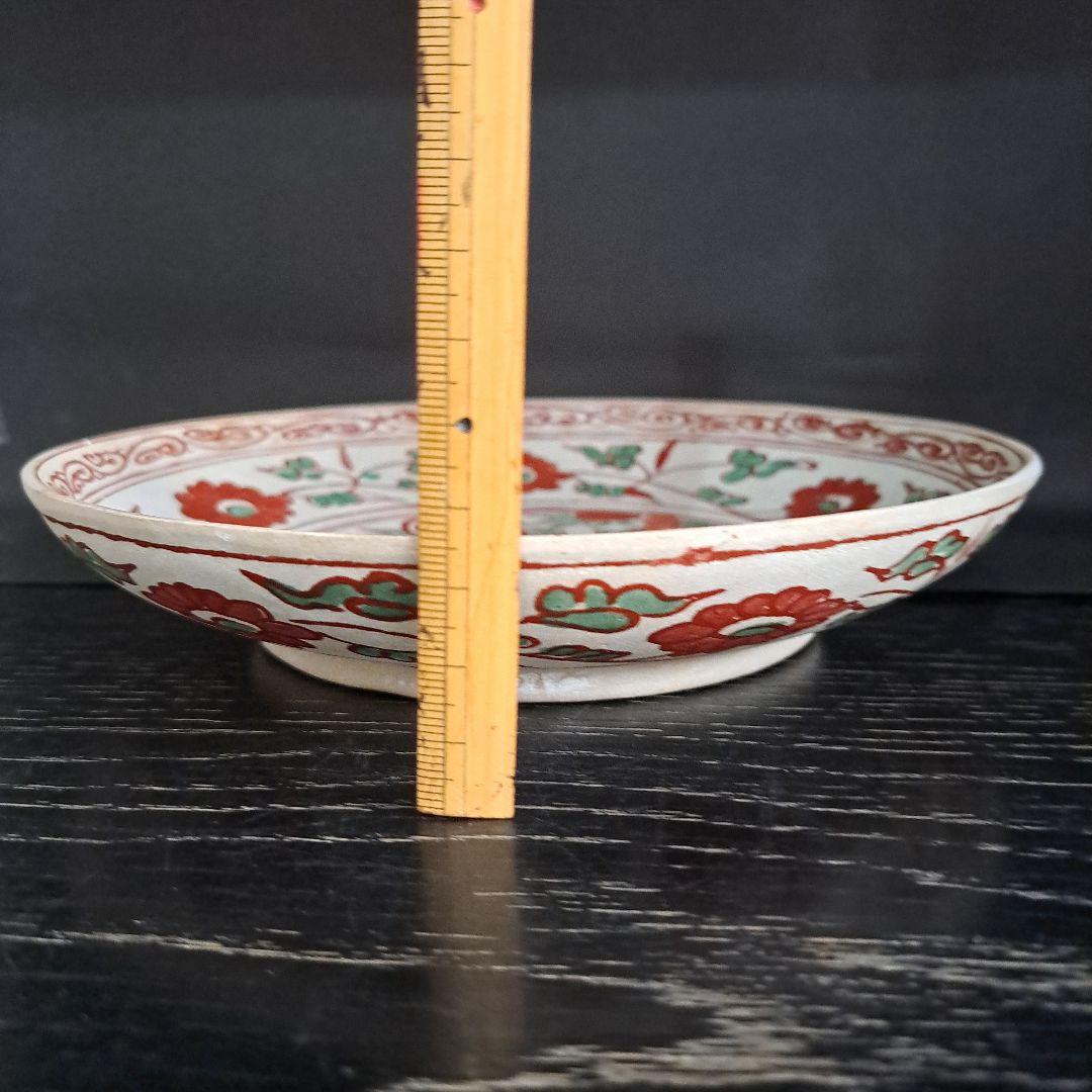 茶道具　安南呉須赤絵　16世紀頃　花鳥紋皿　　赤絵人物図　共箱入