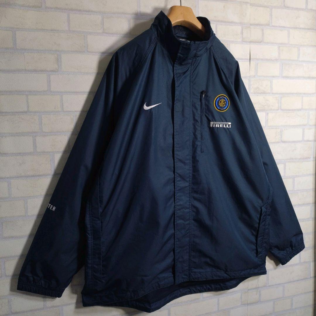 ナイキ★00s インテル PIRELLI 刺繍ロゴ ナイロンジャケット 紺 XL