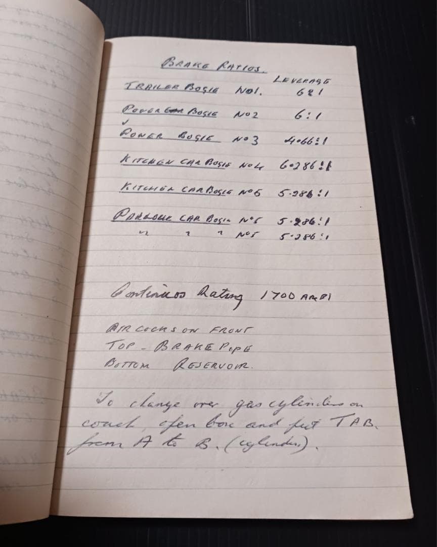 英国鉄道 手書き技術ノート ブレーキ系統 図解入 原本