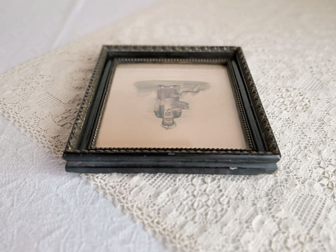 * antique picture ❀* 女の子とワンちゃんのいる 版画プリント