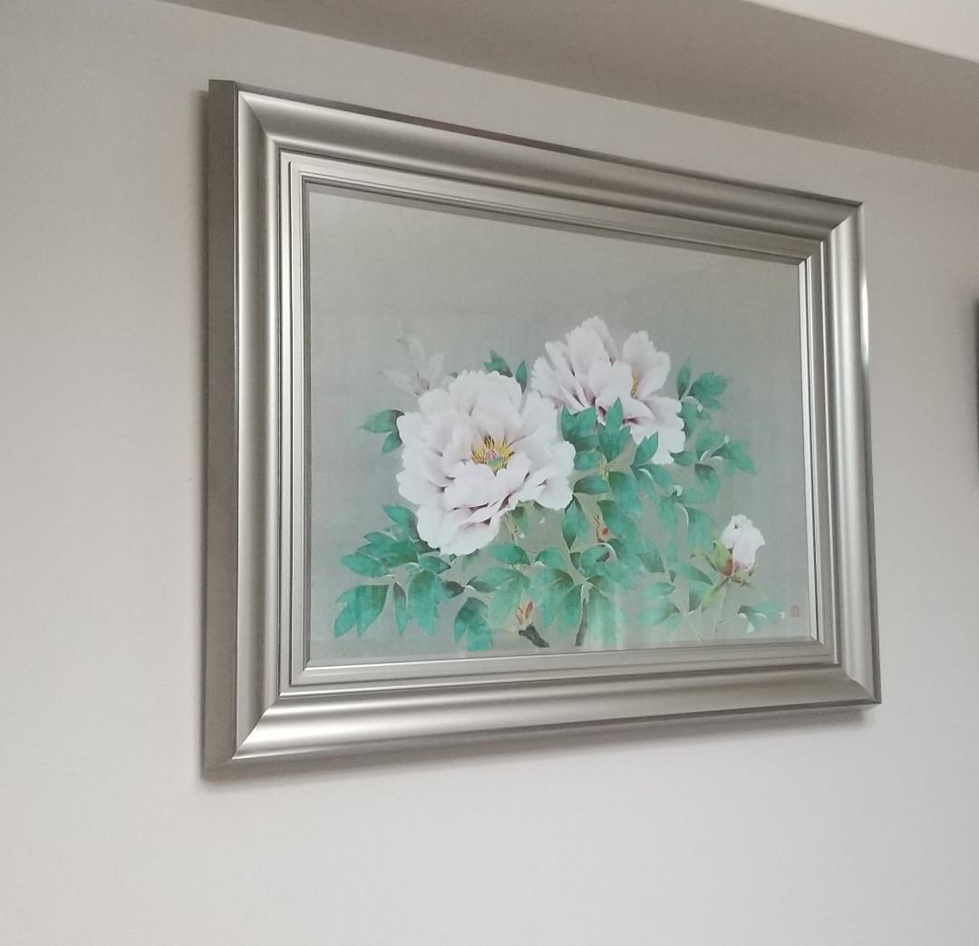 岡崎忠雄　「牡丹」　日本画　真作　一点もの　20号　共シール有　創画会会員