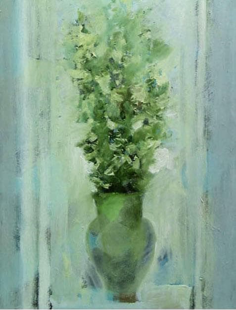 油絵 菅家令子 絵 絵画インテリア 額付(青緑＋金色の枠)uF6-111702花