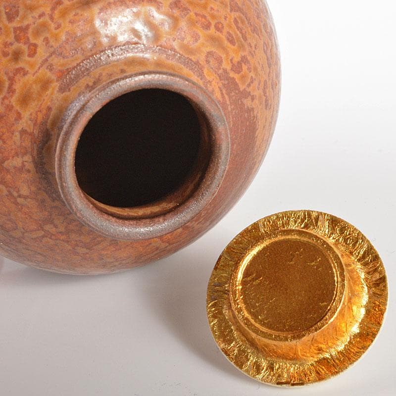 茶道具　龍喜窯　白玉文珠写　茶入　西陣織正法寺純子　仕覆付　共箱　V　R6165