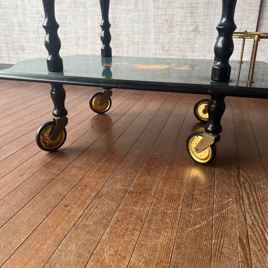 【アンティーク】イタリア製 象嵌細工 サービスワゴン キッチンワゴン 古道具