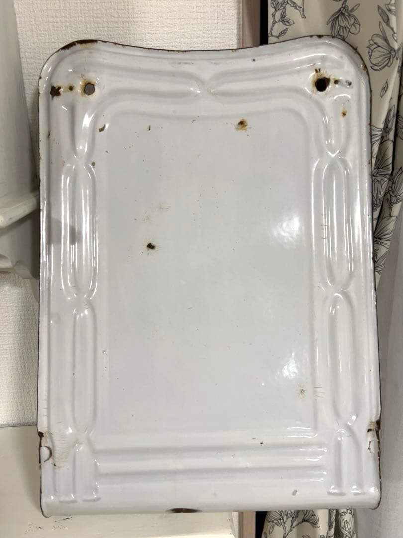 フランスアンティーク＊サキソニー柄ホーローレードルラック