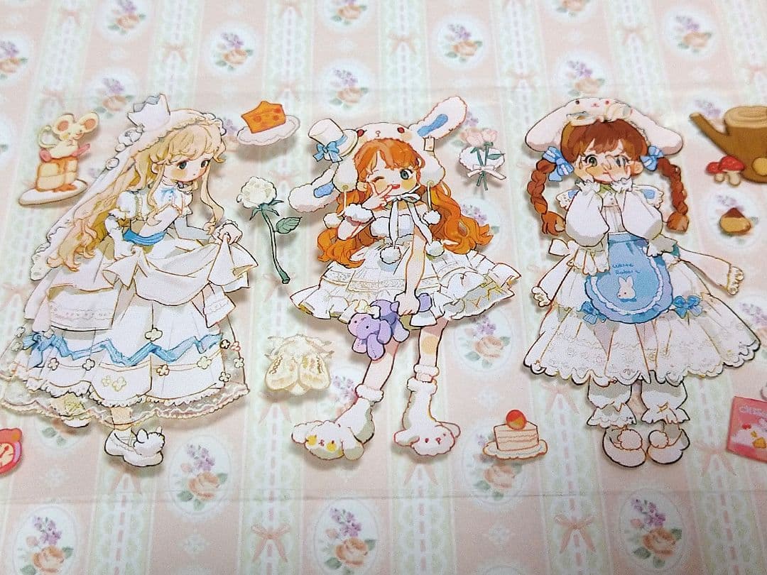 完売御礼✩再販✩J472＃彩色衣橱(PET)普通小狗切り売り海外人物マステ女の子