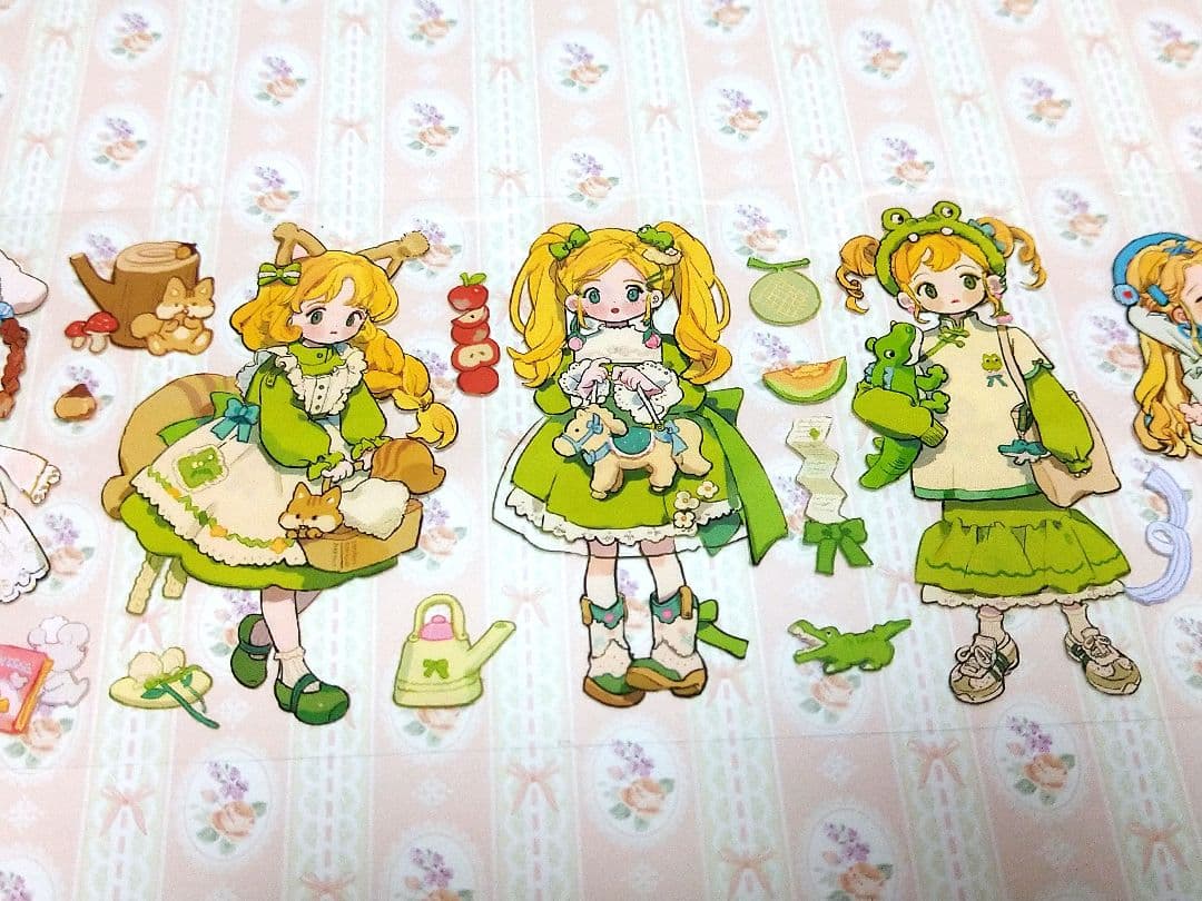 完売御礼✩再販✩J472＃彩色衣橱(PET)普通小狗切り売り海外人物マステ女の子