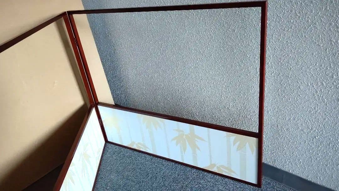 風炉先屏風、溜塗縁、呉竹金箔図、両面使い、はな15番