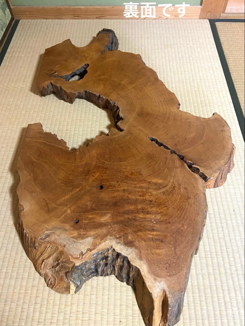 極希少・時代物天然欅けやき一枚板　瘤杢・自然穴｜古材銘木　縦 104× 横 65