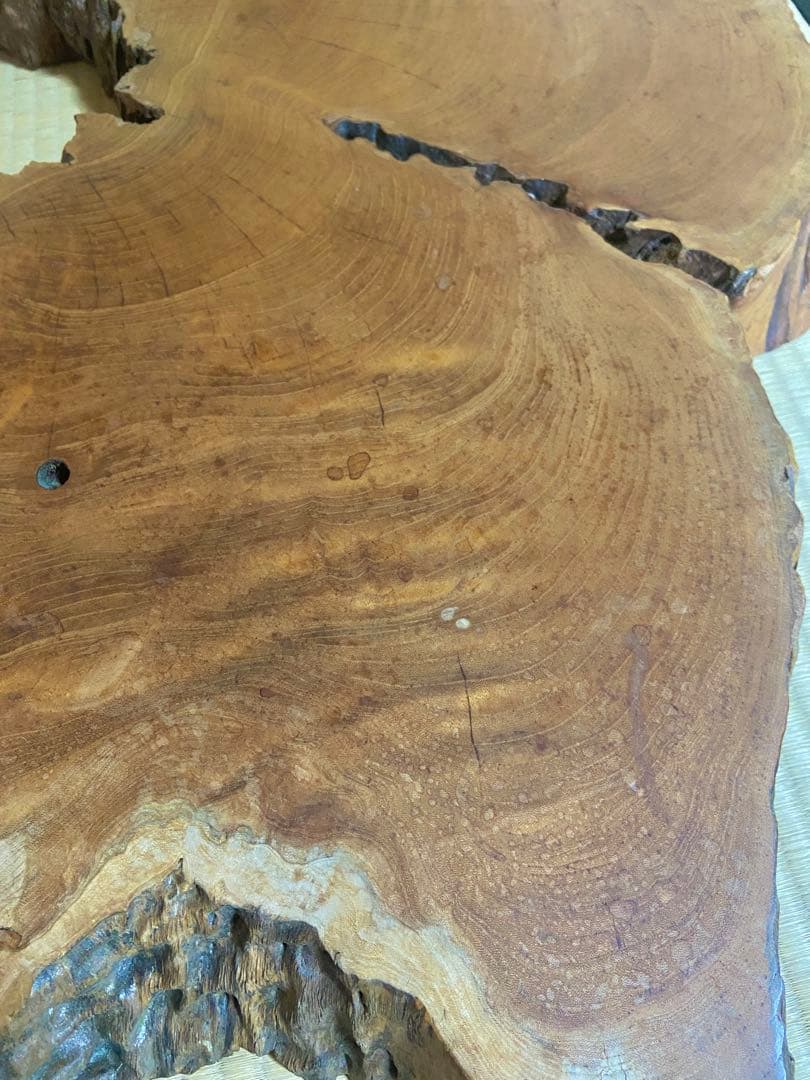 極希少・時代物天然欅けやき一枚板　瘤杢・自然穴｜古材銘木　縦 104× 横 65