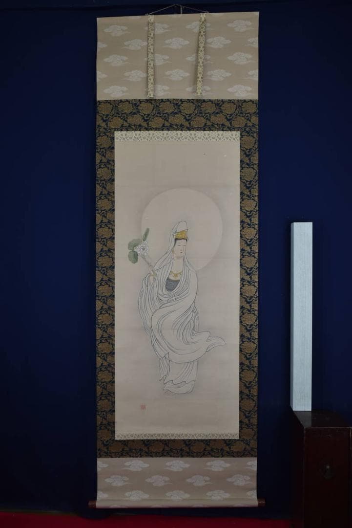 【真作】春芳/観音図ＮＯ-2、1/掛軸☆宝船☆AB-313