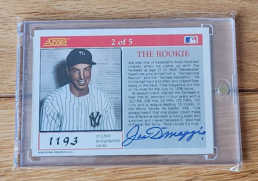 スポーツ選手 1992 SCORE JOE DIMAGGIO THE ROOKIE