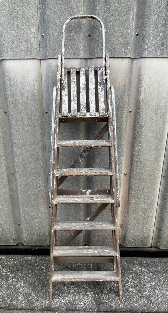 ビンテージ/イギリス/英国製/木製/大型/ラダー/脚立/ディスプレイ/店舗什器③