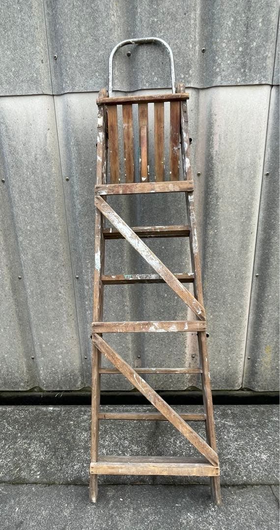 ビンテージ/イギリス/英国製/木製/大型/ラダー/脚立/ディスプレイ/店舗什器③
