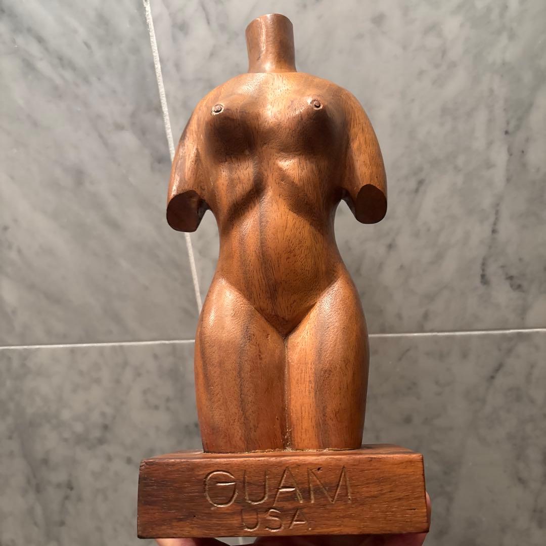 アメリカビンテージ　ミッドセンチュリー生命感のある造形美　裸婦像の木彫り彫刻