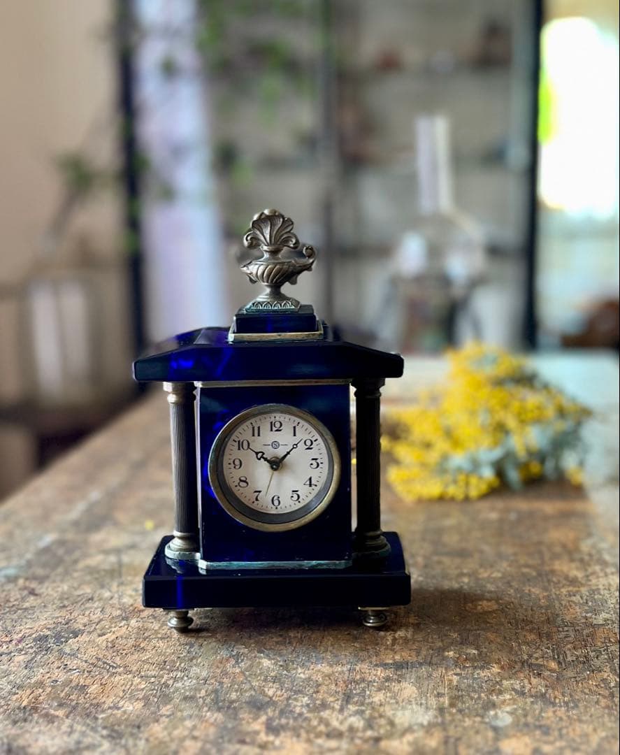 精工舎　SEIKOSHA 宮型ガラス置時計　アンティーク　大正ロマン　傷あり