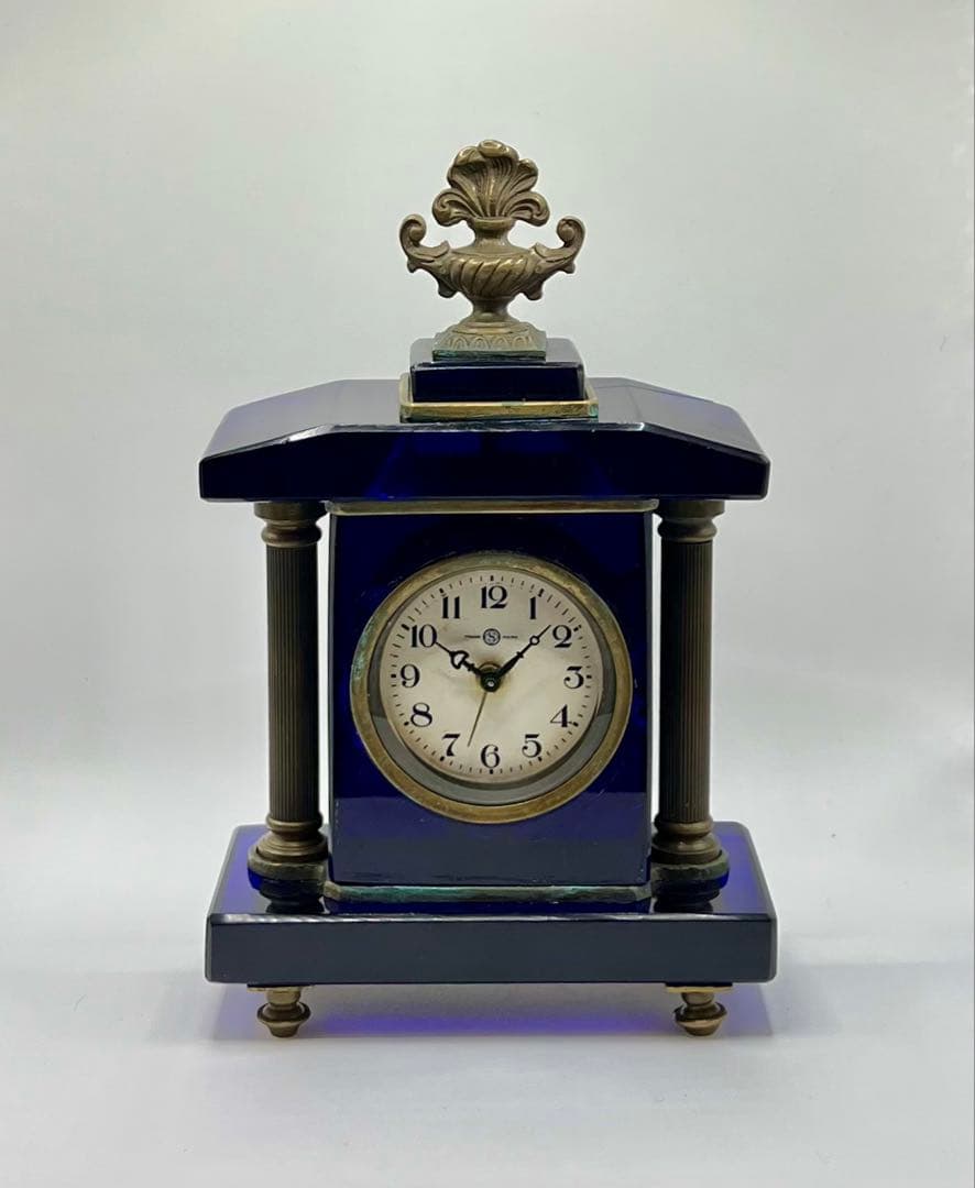 精工舎　SEIKOSHA 宮型ガラス置時計　アンティーク　大正ロマン　傷あり