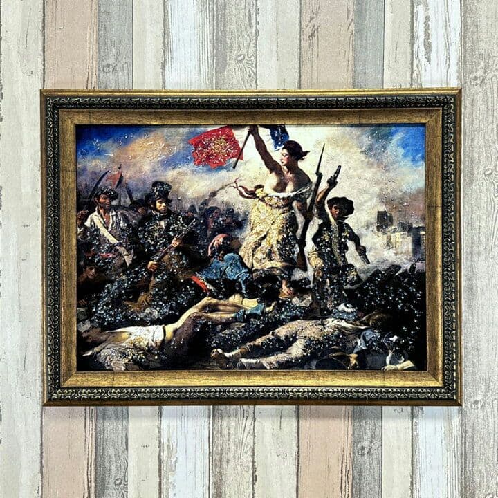 輸入雑貨　天然石　『フランス民衆を導く自由の女神』　水晶絵　クリスタルアート