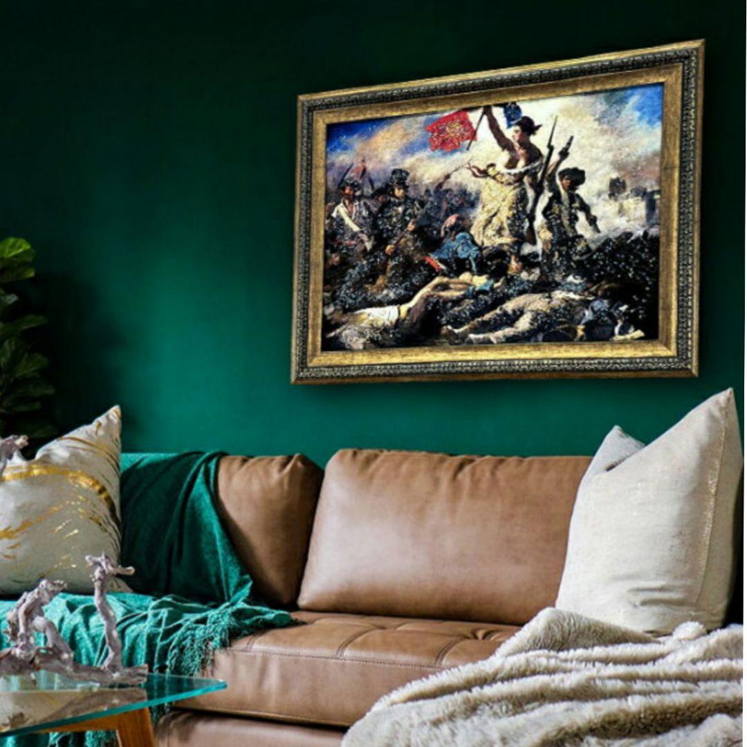 輸入雑貨　天然石　『フランス民衆を導く自由の女神』　水晶絵　クリスタルアート