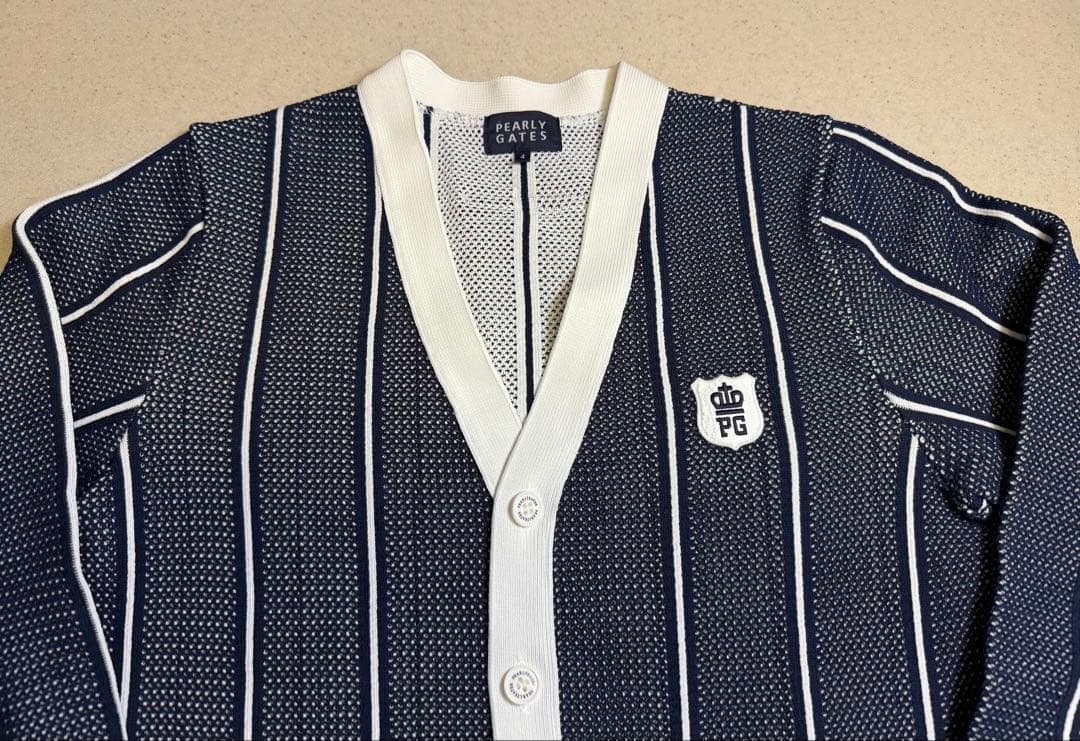 パーリーゲイツ カーディガン ゴルフ ホワイト＆ネイビー 未使用品 Mサイズ 4